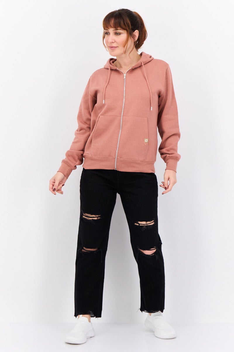 JUICE Women Hooded Plain Sweatshirt,  Dark Pink - Image 4